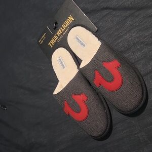 New True Religion Cozy Sherpa Navy Mens Slippers Large 11-12